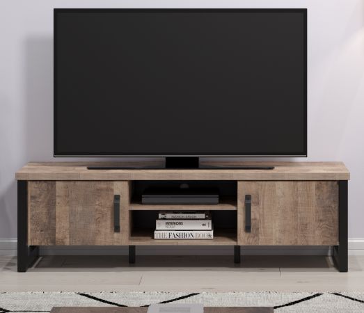 TV-Lowboard Concrete in Eiche Tabak und schwarz TV Unterteil 166 x 50 cm