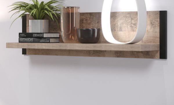 Wandboard Concrete in Eiche Tabak und schwarz B�cherregal 110 cm