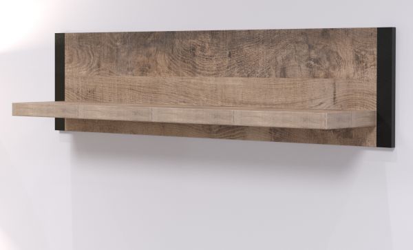 Wandboard Concrete in Eiche Tabak und schwarz B�cherregal 110 cm