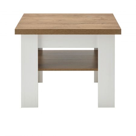 Couchtisch Seyne in wei� Pinie und Eiche hell Landhaus Beistelltisch 70 x 70 cm