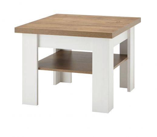 Couchtisch Seyne in wei� Pinie und Eiche hell Landhaus Beistelltisch 70 x 70 cm