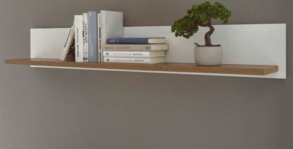 Wandboard Seyne in wei� Pinie und Eiche hell Landhaus Wandregal 130 cm
