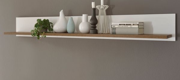 Wandboard Seyne in wei� Pinie und Eiche hell Landhaus Wandregal 160 cm