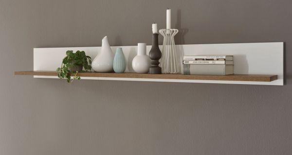 Wandboard Seyne in wei� Pinie und Eiche hell Landhaus Wandregal 160 cm