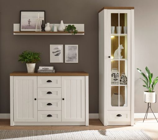 Sideboard Seyne in wei� Pinie und Eiche hell Landhaus Kommode 130 x 88 cm