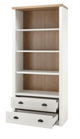 Regal Seyne in wei� Pinie und Eiche hell Landhaus Standregal 90 x 198 cm