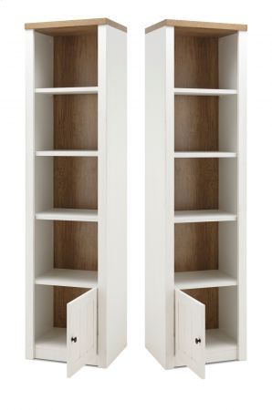 Regal Seyne in wei� Pinie und Eiche hell Landhaus Standregal 50 x 198 cm