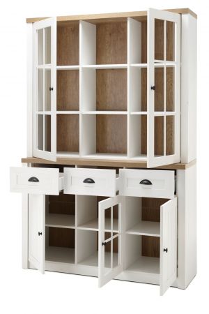 Buffetschrank Seyne in wei� Pinie und Eiche hell Landhaus Buffet 130 x 198 cm