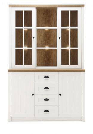 Buffetschrank Seyne in wei� Pinie und Eiche hell Landhaus Buffet 130 x 198 cm