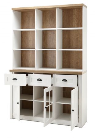 Buffetschrank Seyne in wei� Pinie und Eiche hell Landhaus Buffet 130 x 198 cm