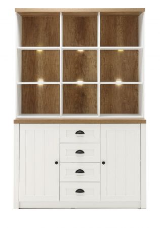 Buffetschrank Seyne in wei� Pinie und Eiche hell Landhaus Buffet 130 x 198 cm