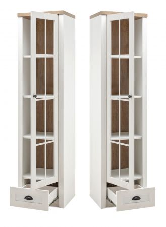 Wohnwand Seyne in wei� Pinie und Eiche hell Landhaus Wohnkombination 3-teilig 230 x 198 cm