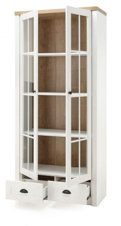 Wohnwand Seyne in wei� Pinie und Eiche hell Landhaus Wohnkombination 2-teilig 240 x 198 cm