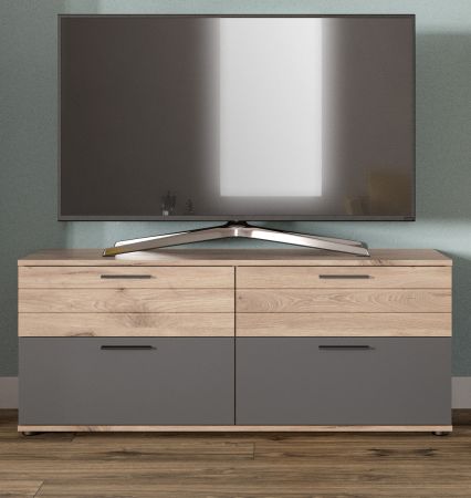 TV-Lowboard Tomaso in Nox Eiche und Basalt grau TV Unterteil 130 x 53 cm