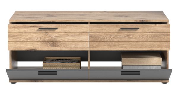 TV-Lowboard Tomaso in Nox Eiche und Basalt grau TV Unterteil 130 x 53 cm