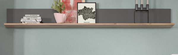 Wandboard Tomaso in Nox Eiche und Basalt grau Wandregal 180 cm B�cherregal