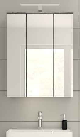 Badezimmer Spiegelschrank Bailey in Rauchsilber grau Badschrank 3-t�rig 60 x 77 cm