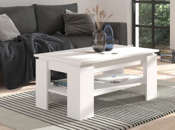 Couchtisch Selen in wei� Beistelltisch mit Ablage 100 x 60 cm