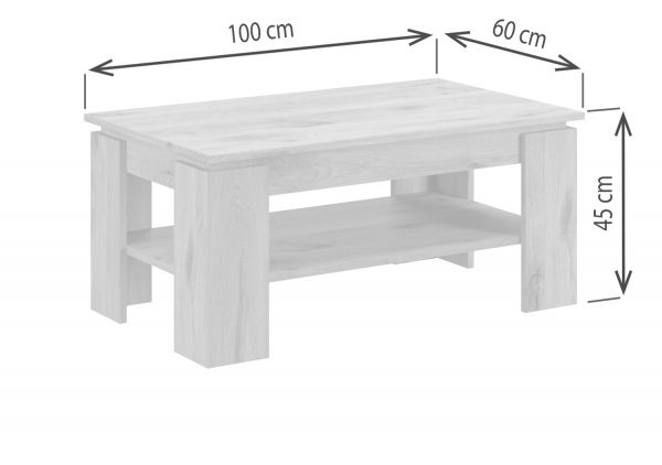 Couchtisch Selen in wei� Beistelltisch mit Ablage 100 x 60 cm