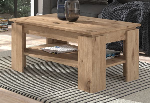 Couchtisch Selen in Nox Eiche Beistelltisch mit Ablage 100 x 60 cm