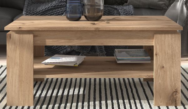 Couchtisch Selen in Nox Eiche Beistelltisch mit Ablage 100 x 60 cm