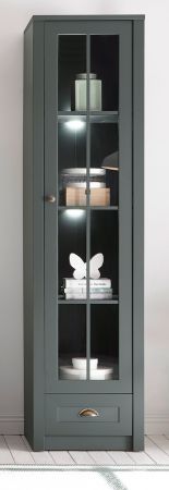 Vitrine Forres in Gr�n Landhaus Wohn- und Esszimmer Vitrinenschrank 50 x 197 cm