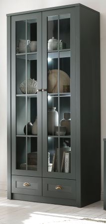 Vitrine Forres in gr�n Landhaus Wohn- und Esszimmer Vitrinenschrank 90 x 197 cm