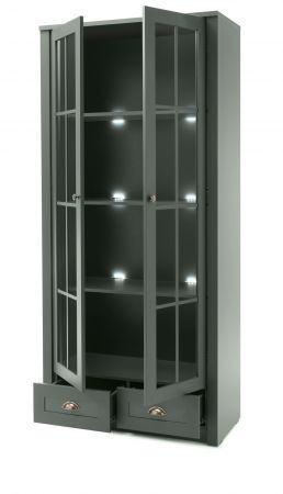Vitrine Forres in gr�n Landhaus Wohn- und Esszimmer Vitrinenschrank 90 x 197 cm
