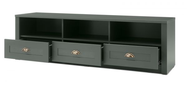Wohnwand Forres in gr�n Landhaus Wohnkombination 3-teilig 230 x 198 cm