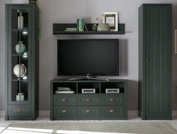 Wohnwand Forres in gr�n Landhaus Wohnkombination 4-teilig 270 x 198 cm