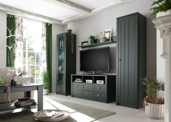 Wohnwand Forres in gr�n Landhaus Wohnkombination 4-teilig 270 x 198 cm