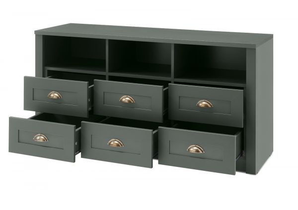 Wohnwand Forres in gr�n Landhaus Wohnkombination 4-teilig 270 x 198 cm