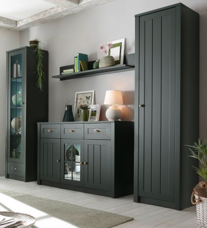 Wohnwand Forres in gr�n Landhaus Wohnkombination 4-teilig 270 x 198 cm