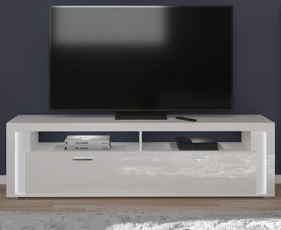 TV-Lowboard Sunroof in wei� Hochglanz TV-Unterteil inklusive Beleuchtung 201 x 58 cm, Soft-Close
