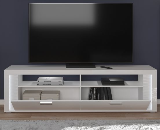TV-Lowboard Sunroof in wei� Hochglanz TV-Unterteil inklusive Beleuchtung 201 x 58 cm, Soft-Close