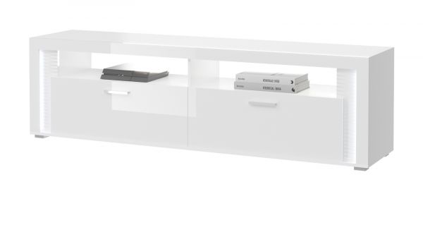 TV-Lowboard Sunroof in wei� Hochglanz TV-Unterteil inklusive Beleuchtung 201 x 58 cm, Soft-Close