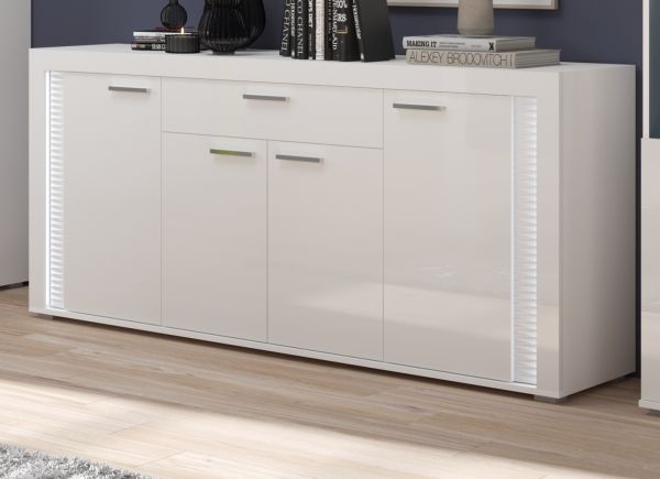 Sideboard Sunroof in wei� Hochglanz Kommode inklusive Beleuchtung 182 x 84 cm, Soft-Close