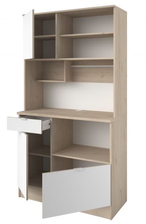 Parisot K�chenschrank Set 2-tlg. Socool1 in wei� und Jackson Eiche K�che Buffet und K�cheninsel