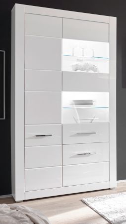 Vitrine Carrara in wei� Hochglanz Wohn- und Esszimmer Vitrinenschrank 100 x 198 cm