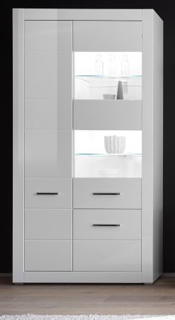 Vitrine Carrara in wei� Hochglanz Wohn- und Esszimmer Vitrinenschrank 100 x 198 cm