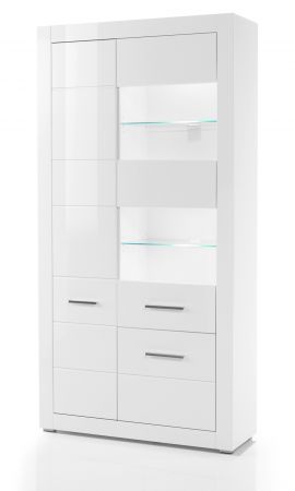 Vitrine Carrara in wei� Hochglanz Wohn- und Esszimmer Vitrinenschrank 100 x 198 cm
