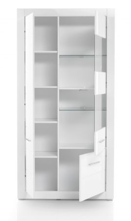 Vitrine Carrara in wei� Hochglanz Wohn- und Esszimmer Vitrinenschrank 100 x 198 cm