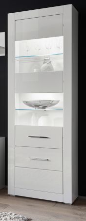 Vitrine Carrara in wei� Hochglanz Wohn- und Esszimmer Vitrinenschrank 65 x 198 cm