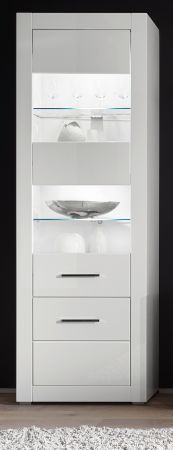 Vitrine Carrara in wei� Hochglanz Wohn- und Esszimmer Vitrinenschrank 65 x 198 cm