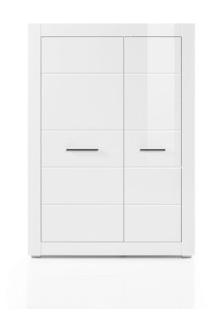 Highboard Carrara in wei� Hochglanz Wohn- und Esszimmer Schrank 100 x 142 cm