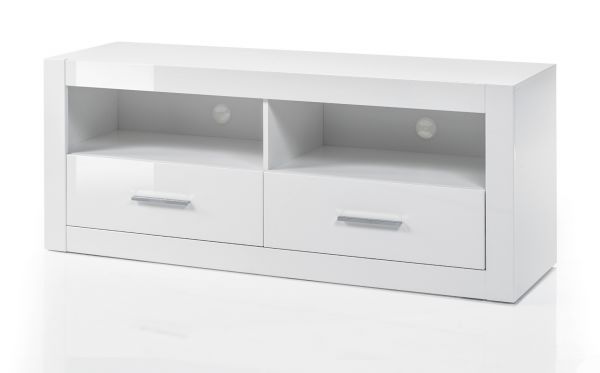 TV-Lowboard Carrara in wei� Hochglanz TV Unterteil in Komforth�he auf Rollen 150 x 61 cm