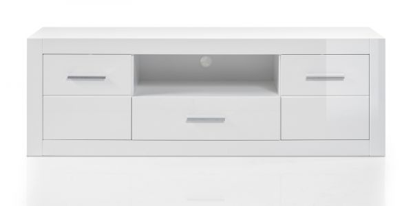 TV-Lowboard Carrara in wei� Hochglanz, TV Unterteil 180 cm mit Komforth�he, auf Rollen