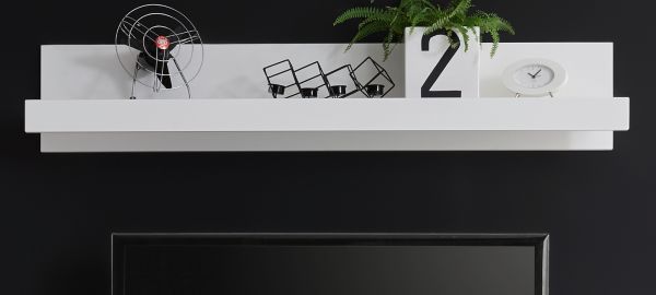 Wandboard Carrara in wei� Hochglanz Wandregal B�cherregal 150 x 28 cm