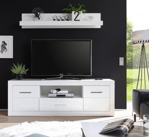 Wandboard Carrara in wei� Hochglanz Wandregal B�cherregal 150 x 28 cm