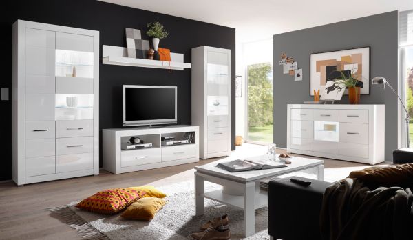 Wandboard Carrara in wei� Hochglanz Wandregal B�cherregal 150 x 28 cm
